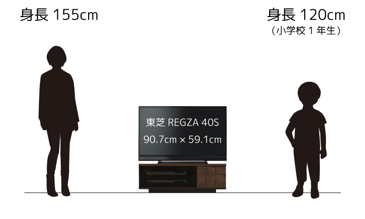 40型のテレビを幅90cmのテレビ台に置いたイメージ