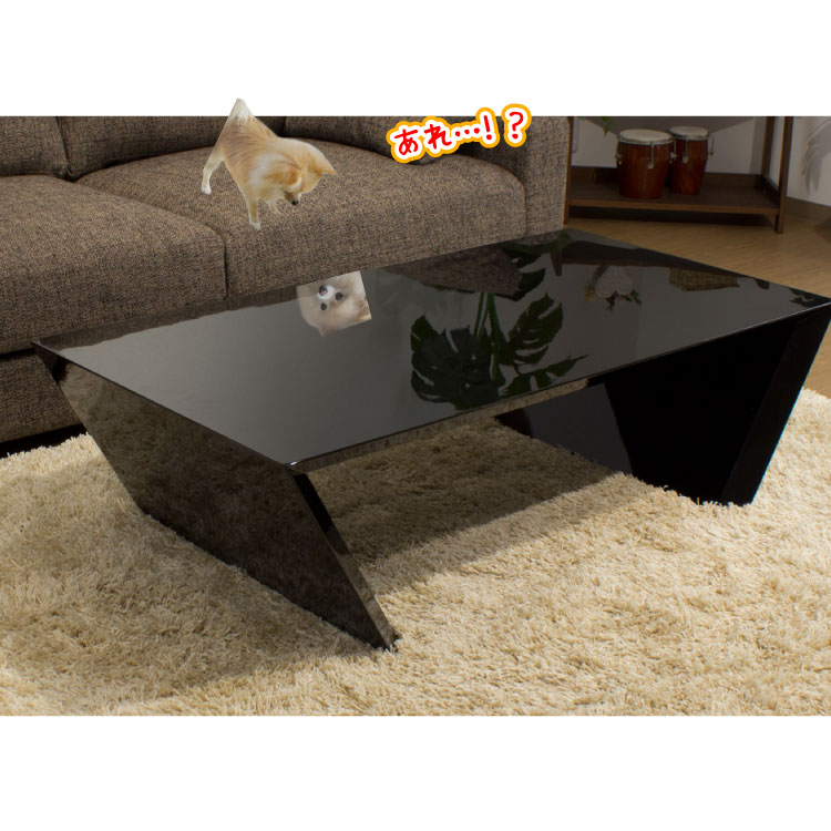 超スタイリッシュな黒い鏡面のローテーブル｜120cm光沢TA-2293