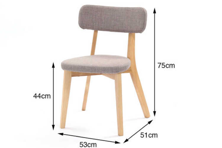 CH-3810 かわいいファブリック製のダイニングチェアのサイズ詳細画像