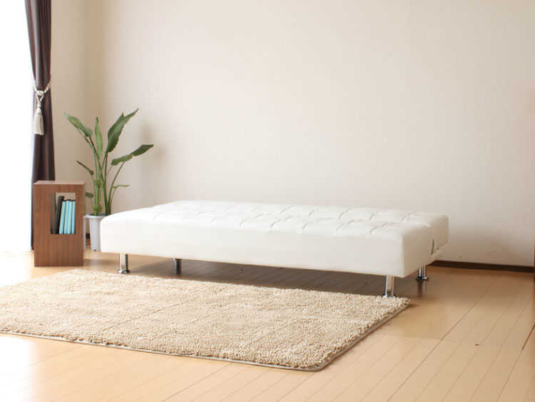 レザーソフトーベッド おしゃれな白ホワイト色のソファーベッド｜革レザー製・SF-1946