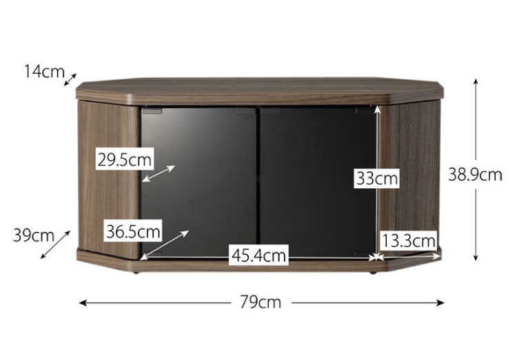 TB-1720 幅80cmコーナーテレビ台コンパクトタイプブラウンのサイズ詳細画像