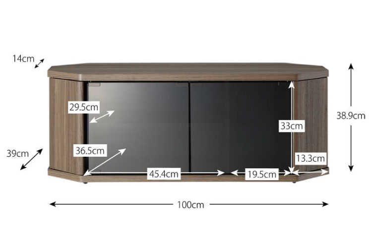 TB-1721 幅100cmキャスター付きコーナーテレビ台のサイズ詳細画像